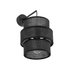 TK Lighting Wandlampe mit Schalter H: 33 cm Stoff Metall Schwarz E27< Wandleuchten|Schlafzimmer Lampen