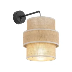 TK Lighting Wandlampe mit Schalter H: 33 cm Jute Metall E27 Modern< Wandleuchten|Schlafzimmer Lampen