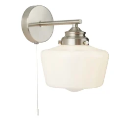 Searchlight Wandlampe mit Schalter IP44 Silber Weiß Badezimmer< Wandleuchten|Küchenlampen