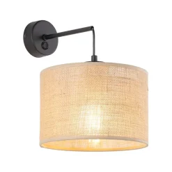 TK Lighting Wandlampe mit Schalter Jute E27 H: 30 cm Boho RIANNE< Wandleuchten|Schlafzimmer Lampen