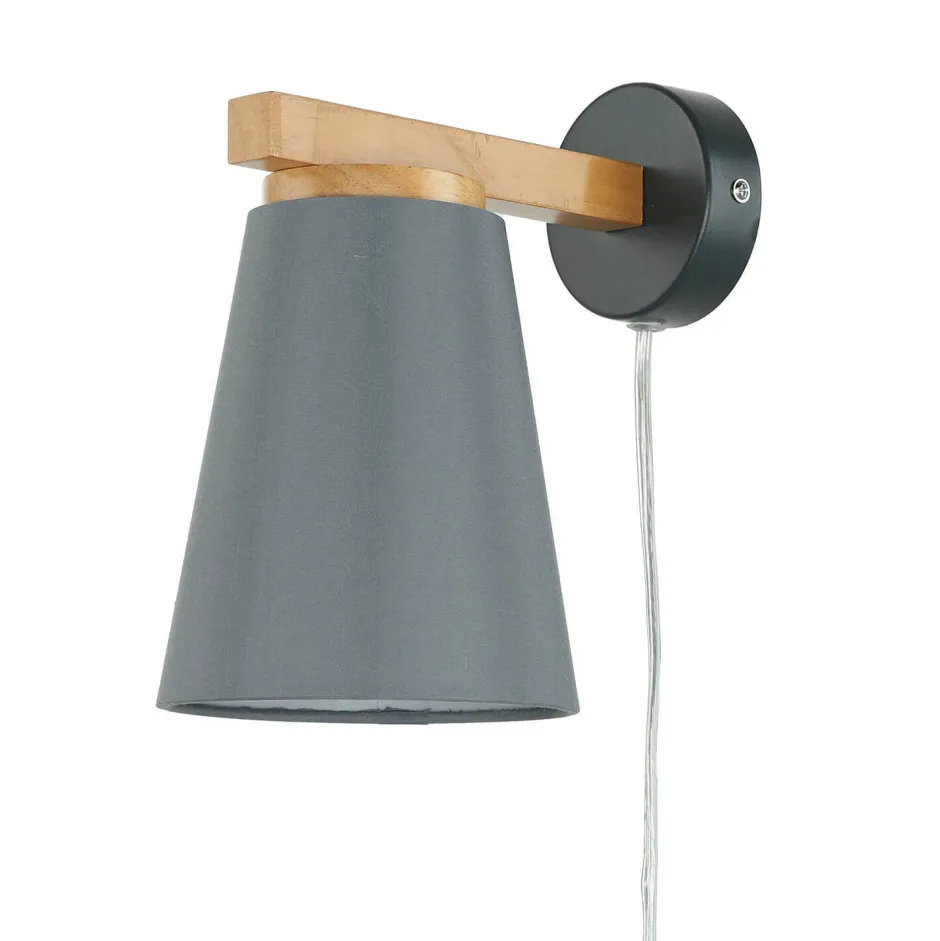 Easylight Wandlampe mit Schalter Kabel Grau Skandinavisch< Wandleuchten|Stofflampen