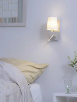 Flurlampen|Wohnzimmerlampen*Trio Reality Wandlampe mit Schalter Metall Stoff Leselicht flexibel