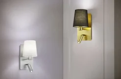 Flurlampen|Wohnzimmerlampen*Trio Reality Wandlampe mit Schalter Metall Stoff Leselicht flexibel