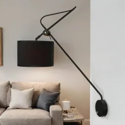 Nowodvorski Wandlampe mit Schalter Schwarz Gold VIPER flexibel< Wandleuchten|Moderne Lampen