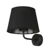Bauhaus Lampen|Wohnzimmerlampen*TK Lighting Wandlampe mit Schalter Schwarz Stoffschirm MAJA