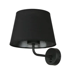 Bauhaus Lampen|Wohnzimmerlampen*TK Lighting Wandlampe mit Schalter Schwarz Stoffschirm MAJA