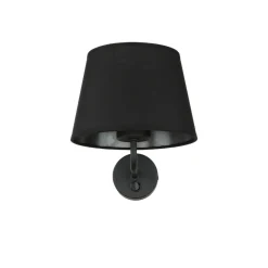 Bauhaus Lampen|Wohnzimmerlampen*TK Lighting Wandlampe mit Schalter Schwarz Stoffschirm MAJA