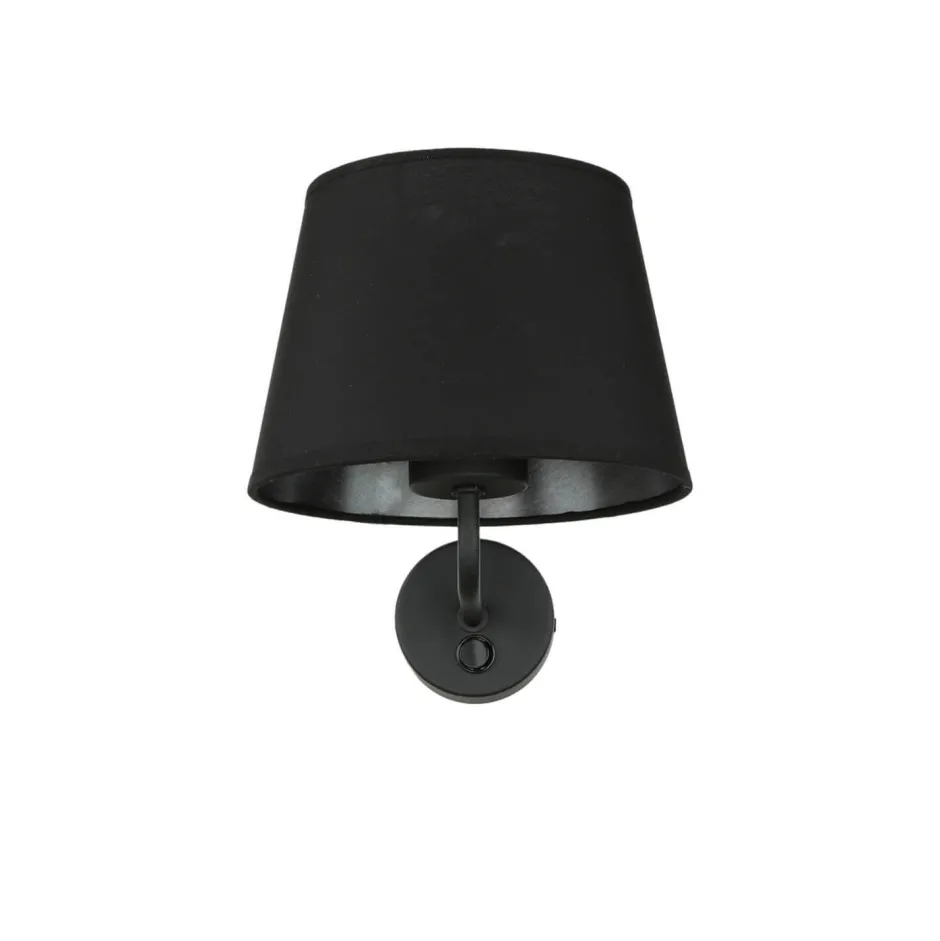 Bauhaus Lampen|Wohnzimmerlampen*TK Lighting Wandlampe mit Schalter Schwarz Stoffschirm MAJA