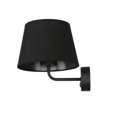Bauhaus Lampen|Wohnzimmerlampen*TK Lighting Wandlampe mit Schalter Schwarz Stoffschirm MAJA