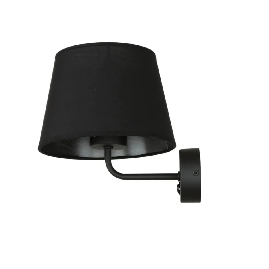 Bauhaus Lampen|Wohnzimmerlampen*TK Lighting Wandlampe mit Schalter Schwarz Stoffschirm MAJA