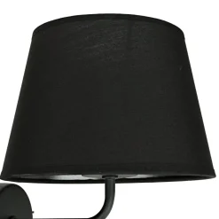 Bauhaus Lampen|Wohnzimmerlampen*TK Lighting Wandlampe mit Schalter Schwarz Stoffschirm MAJA