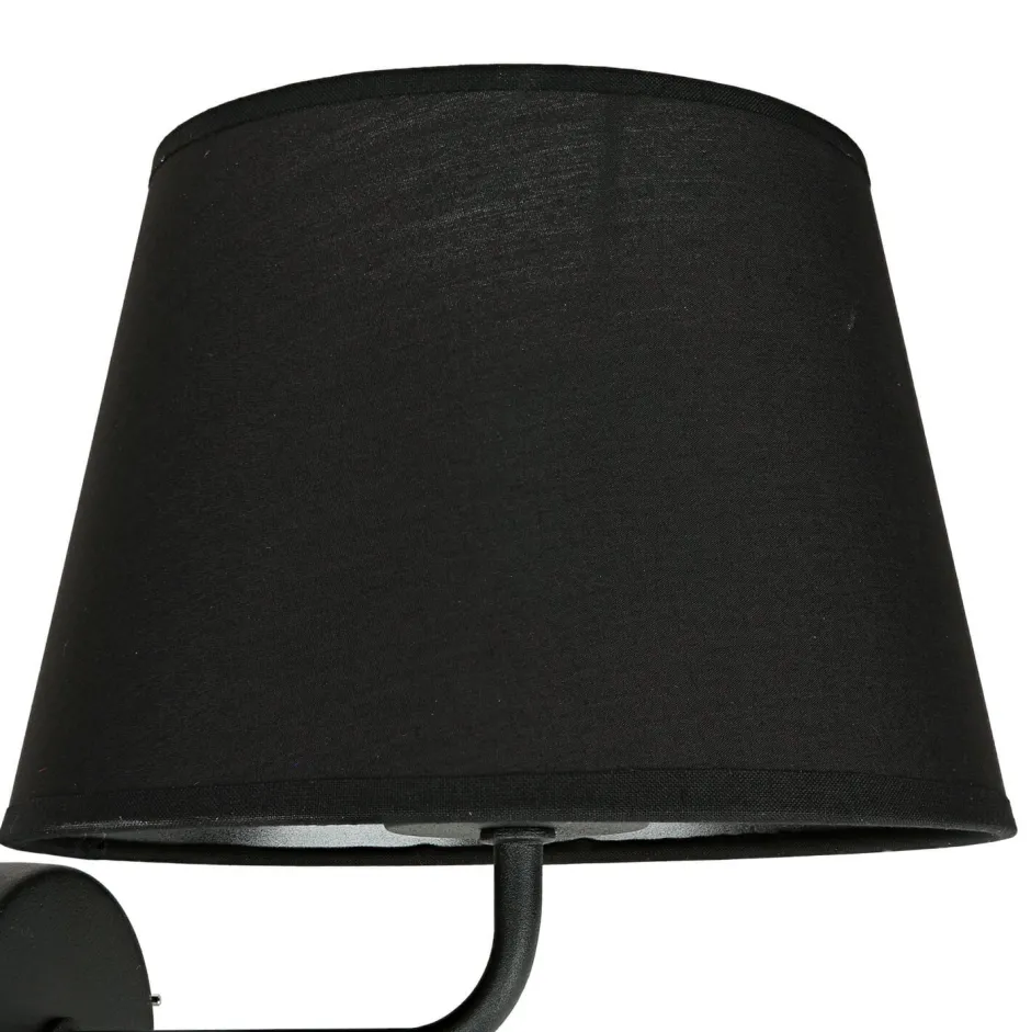 Bauhaus Lampen|Wohnzimmerlampen*TK Lighting Wandlampe mit Schalter Schwarz Stoffschirm MAJA