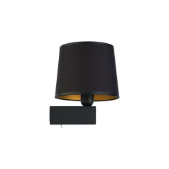 Nowodvorski Wandlampe mit Schalter Stoffschirm Schwarz Gold Modern< Wandleuchten|Moderne Lampen