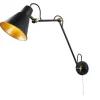 Wohnzimmerlampen|Retro Lampen*Searchlight Wandlampe mit Schalter verstellbar Schwarz Gold Gelenke