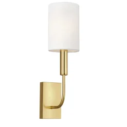 Wandleuchten|Jugendstil Lampen*Elstead Wandlampe mit Schirm in Messing Weiß Jugendstil