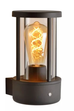 Wandlampe mit Sensor Aluminium Glas Anthrazit IP44 E27< Außenwandleuchten|Moderne Außenleuchten