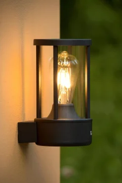 Wandlampe mit Sensor Aluminium Glas Anthrazit IP44 E27< Außenwandleuchten|Moderne Außenleuchten