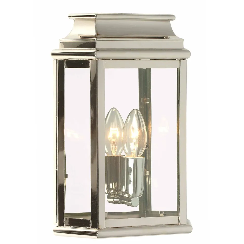 Metall Lampen|Messinglampen*Elstead Wandlampe Nickel IP44 Echt-Messing wetterfest