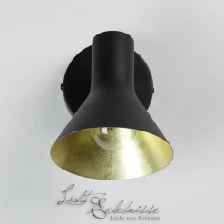 Wohnzimmerlampen|Retro Lampen*Trio Reality Wandlampe NINA in Schwarz Gold Antik