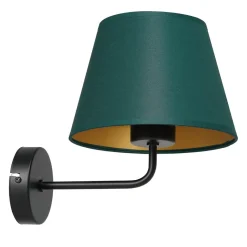Wandleuchten|Schlafzimmer Lampen*Luminex Wandlampe Petrol Gold Stoff Metall T:20 cm E27 konisch