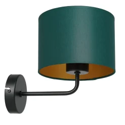 Wandleuchten|Schlafzimmer Lampen*Luminex Wandlampe Petrol Gold Stoff Metall H:23 cm E27 wohnlich