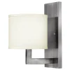 Elstead Wandlampe POLILLA in Nickel eckig Lampe Wohnzimmer< Wandleuchten|Stofflampen