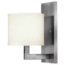 Elstead Wandlampe POLILLA in Nickel eckig Lampe Wohnzimmer< Wandleuchten|Stofflampen