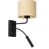 Luminex Wandlampe Rattan Metall Schwarz E27 G9 Lesearm Schalter< Wandleuchten|Schlafzimmer Lampen
