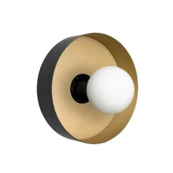 Giovanni Battista Wandlampe rund D: 20 cm in Schwarz Gold Retro Messing Eisen< Wandleuchten|Flurlampen