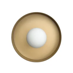 Giovanni Battista Wandlampe rund D: 20 cm in Schwarz Gold Retro Messing Eisen< Wandleuchten|Flurlampen