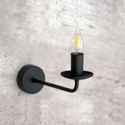 TK Lighting Wandlampe Rustikal Metall Schwarz für E27 dekorativ< Wandleuchten|Wohnzimmerlampen