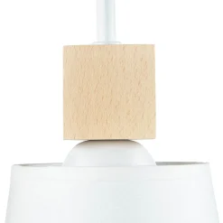 Wohnzimmerlampen|Stofflampen*Lamkur Wandlampe Schirm Weiß Holz Skandinavisch REILLY