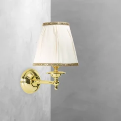 Wandleuchten|Schlafzimmer Lampen*Giovanni Battista Wandlampe Schlafzimmer H: 26 cm klein Messing Stoff