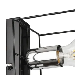 Lamkur Wandlampe Schwarz Chrom Würfel Metall Draht für E27 B: 13 cm< Wandleuchten|Flurlampen