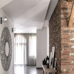 Lamkur Wandlampe Schwarz Chrom Würfel Metall Draht für E27 B: 13 cm< Wandleuchten|Flurlampen