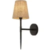 Wandleuchten|Schlafzimmer Lampen*Searchlight Wandlampe Schwarz Creme H: 43 cm E14 Stoff Metall Rustikal
