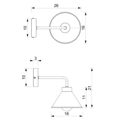 Wandleuchten|Küchenlampen*Easylight Wandlampe Schwarz Gold E27 Metall Loft Design