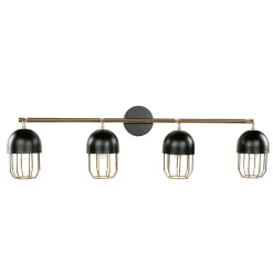 Wandleuchten|Wohnzimmerlampen*Easylight Wandlampe Schwarz Gold groß 4x E14 Metall Loft Design