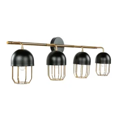 Wandleuchten|Wohnzimmerlampen*Easylight Wandlampe Schwarz Gold groß 4x E14 Metall Loft Design