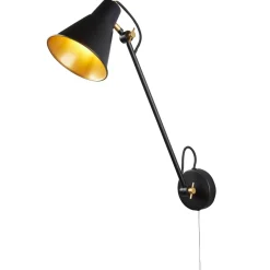 Wohnzimmerlampen|Retro Lampen*Searchlight Wandlampe Schwarz Golz verstellbar Gelenke E27 mit Schalter