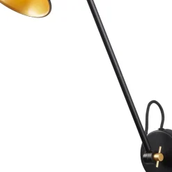 Wohnzimmerlampen|Retro Lampen*Searchlight Wandlampe Schwarz Golz verstellbar Gelenke E27 mit Schalter