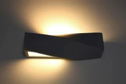 Keramiklampen|Küchenlampen*Sollux Wandlampe Schwarz Keramik Glas 42 cm Up Down indirekt