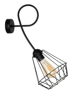 Wohnzimmerlampen|Metall Lampen*Belis Wandlampe Schwarz Metall H:50 cm E27 bis 60 W Retro