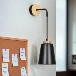 Emibig Wandlampe Schwarz Metall Holz Skandinavisch ROGER< Wandleuchten|Lampen Aus Aller Welt