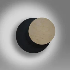 Wandleuchten|Flurlampen*Emibig Wandlampe Schwarz Natur G9 rund indirekte Beleuchtung