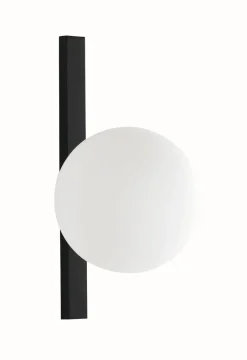 Wohnzimmerlampen|Glaslampen*Eco-Light Wandlampe Schwarz Weiß Glaskugel E14 B:14 cm blendarm