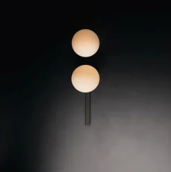 Eco-Light Wandlampe Schwarz Weiß Glaskugel E14 H:60 cm 2-flammig< Wohnzimmerlampen|Glaslampen