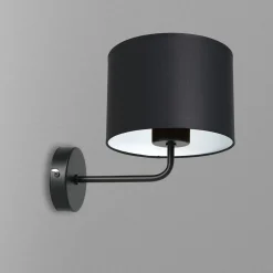 Wandleuchten|Schlafzimmer Lampen*Luminex Wandlampe Schwarz Weiß Stoff Metall H:23 cm wohnlich