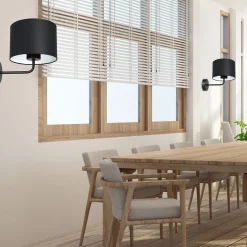 Wandleuchten|Schlafzimmer Lampen*Luminex Wandlampe Schwarz Weiß Stoff Metall H:23 cm wohnlich