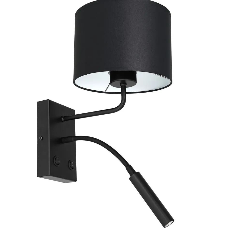 Wandleuchten|Schlafzimmer Lampen*Luminex Wandlampe Schwarz Weiß Stoff Lesearm E27 G9 wohnlich
